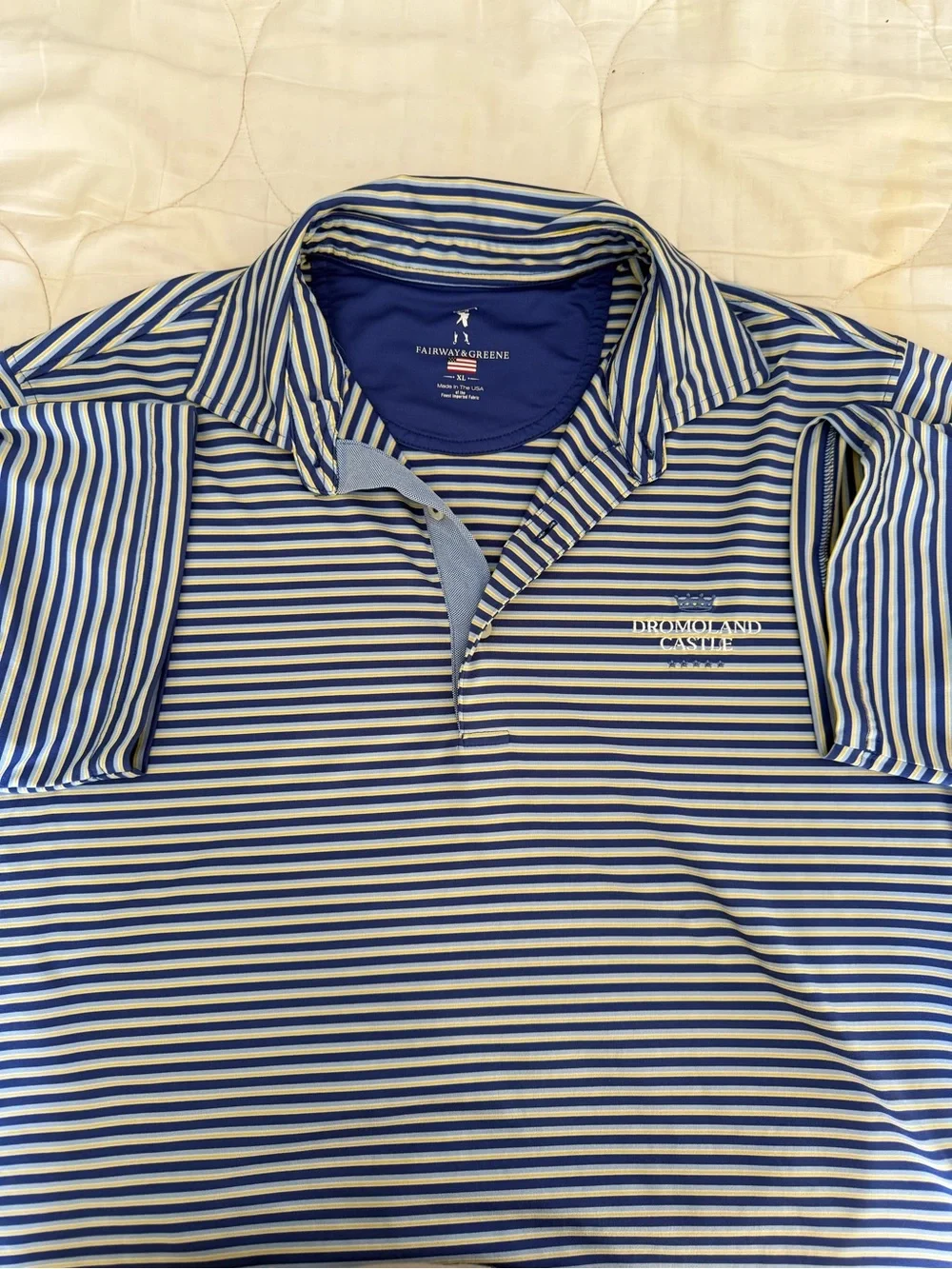 Fairway & Greene Dromoland Castle Blue Striped Golf Pullover XL Performance - Picture 2 of 4